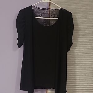 Saint Tropez West Black Short Sleeve Blouse